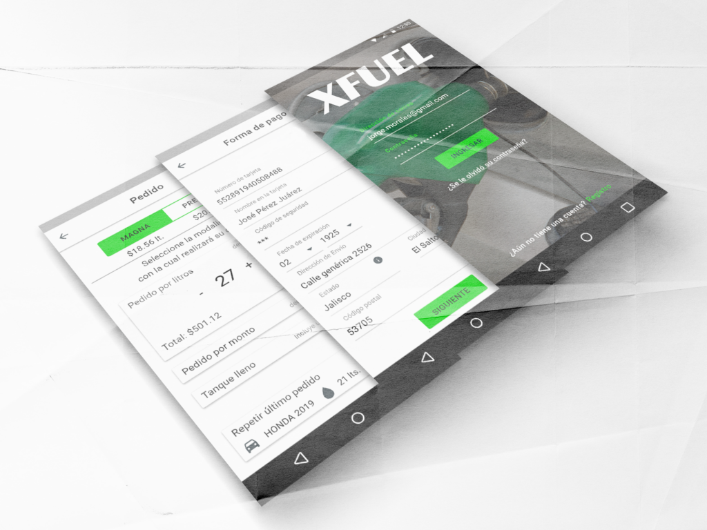 Background image with a example of 3 screens for an application